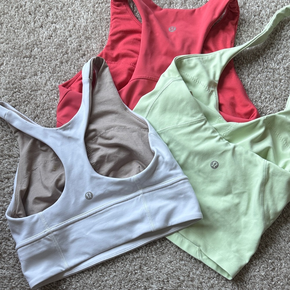 Lululemon Athletica Sports Bra Trio - Coral, White, Mint